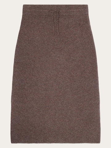 KnowledgeCotton Apparel - WMN Wool midth lengt rib knit skirt Skirts 1243 Demitasse (brown)