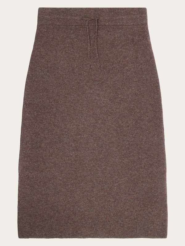 KnowledgeCotton Apparel - WMN Wool midth lengt rib knit skirt Skirts 1243 Demitasse (brown)