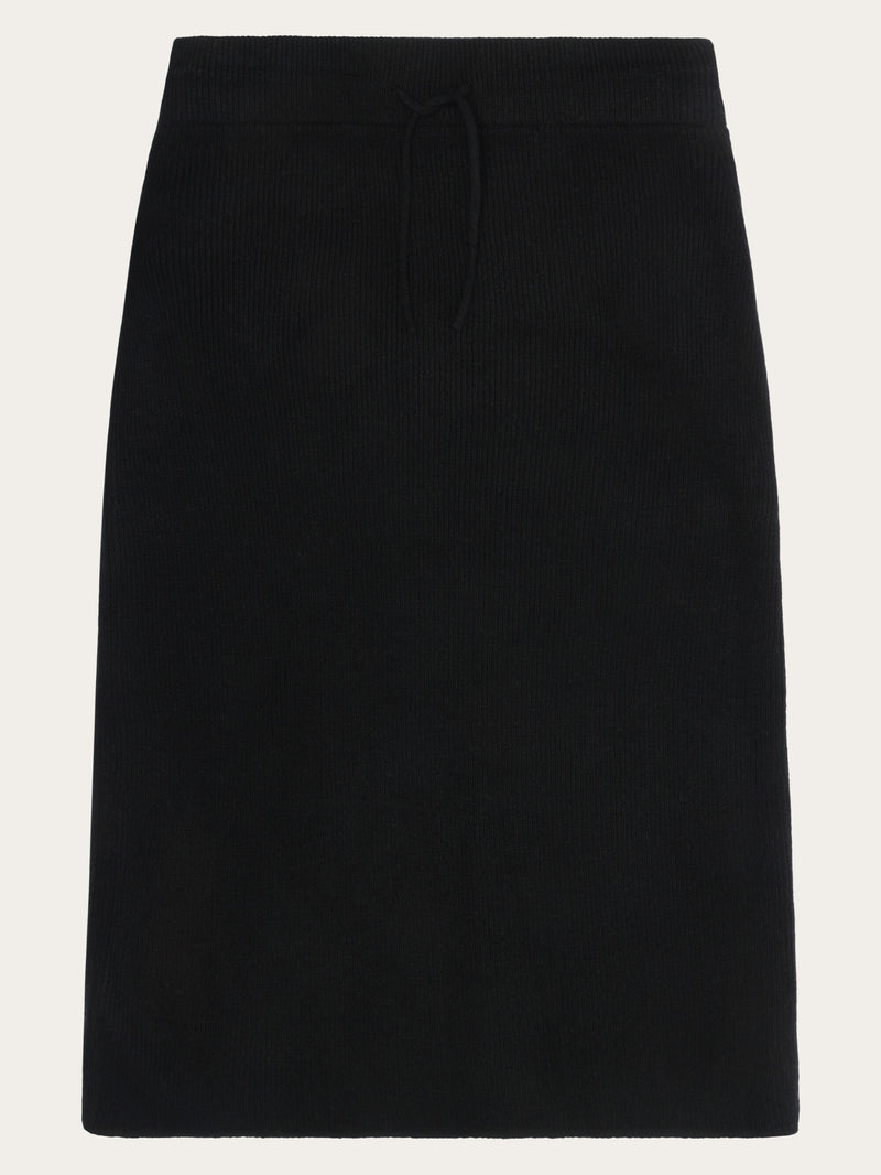 BLOCK JQ TRICOT SKIRT ブラック　Lサイズ Wool midth lengt rib knit skirt - Black Jet