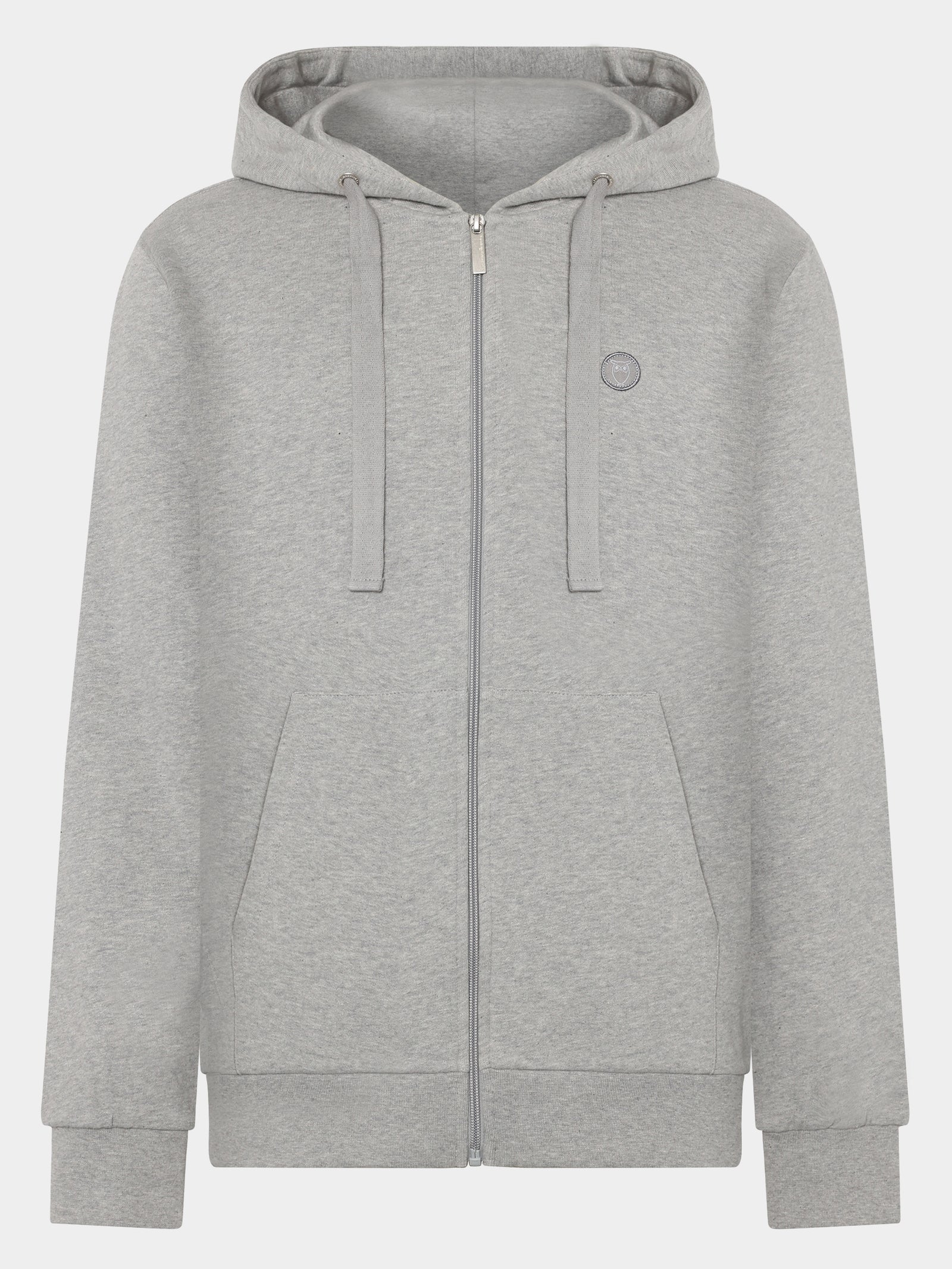 Zip hood kangaroo badge sweat Grey Melange