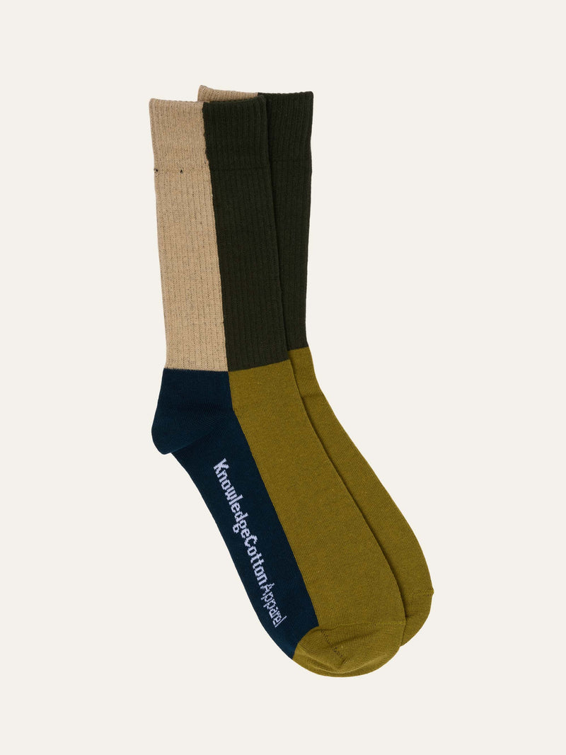 KnowledgeCotton Apparel - MEN 2-pack block socks Socks 1090 Forrest Night