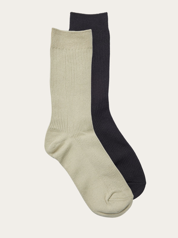 KnowledgeCotton Apparel - UNI 2-pack classic sock Socks 1380 Swamp