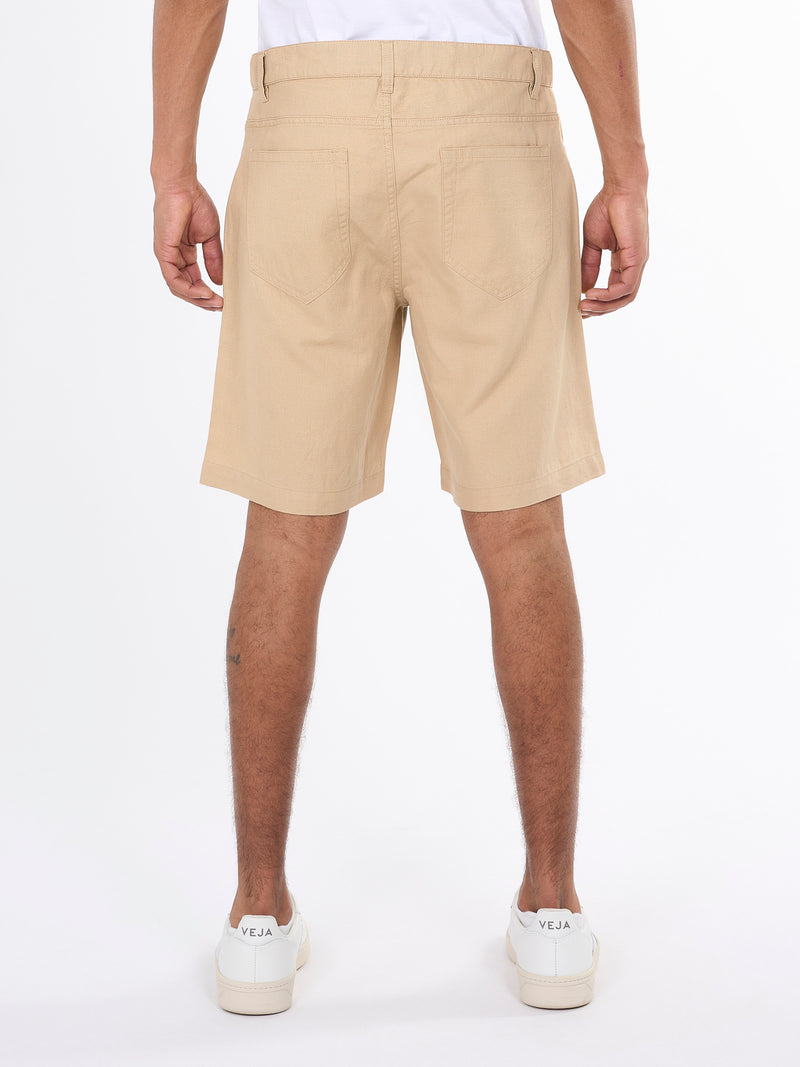 KnowledgeCotton Apparel - MEN 5-pocket cotton-linen blend twill shorts Shorts 1347 Safari