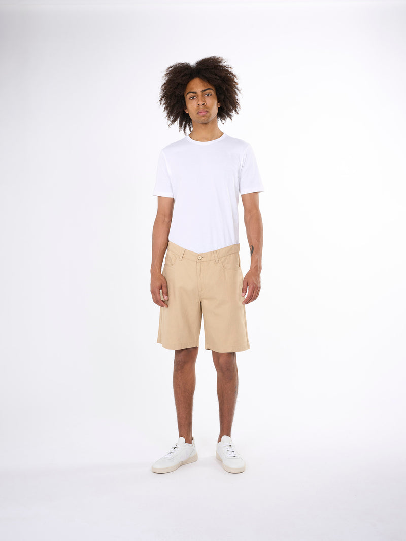 Buy 5-pocket cotton-linen blend twill shorts - Safari - from  KnowledgeCotton Apparel®