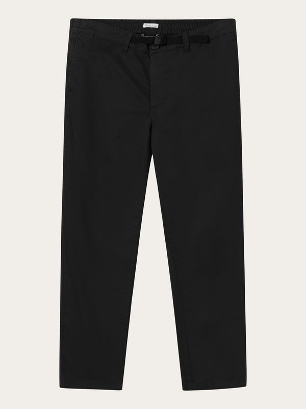 KnowledgeCotton Apparel - MEN CHUCK regular twill belt chino pants Pants 1300 Black Jet