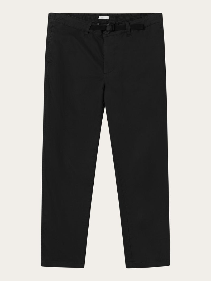 KnowledgeCotton Apparel - MEN CHUCK regular twill belt chino pants Pants 1300 Black Jet