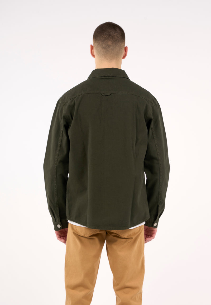 KnowledgeCotton Apparel - MEN Canvas fabric dyed overshirt Overshirts 1090 Forrest Night
