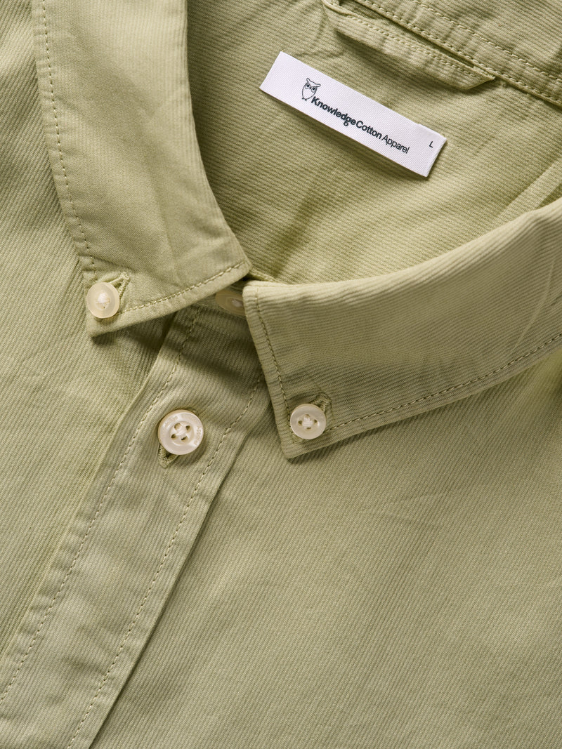 KnowledgeCotton Apparel - MEN Costum fit cord look shirt Shirts 1380 Swamp