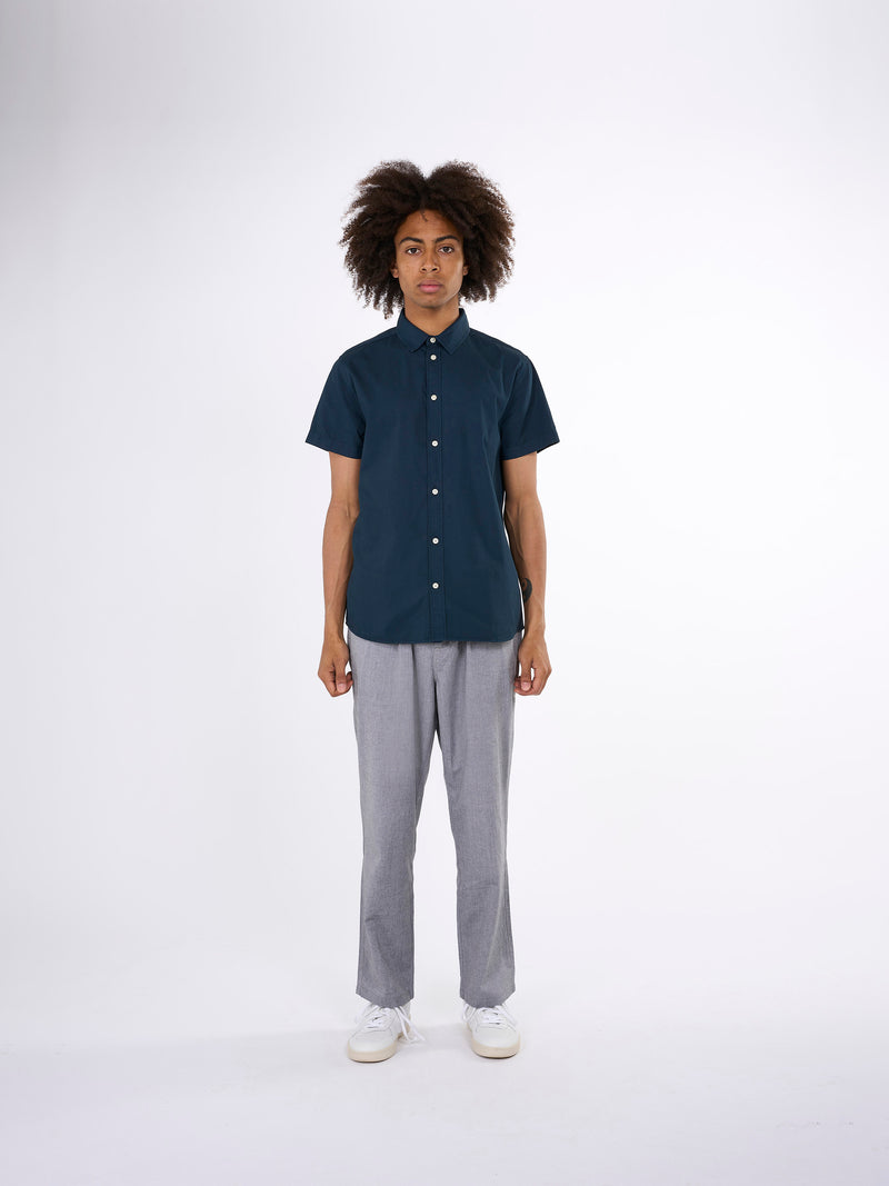 KnowledgeCotton Apparel - MEN Costum fit cord look short sleeve shirt Shirts 1001 Total Eclipse