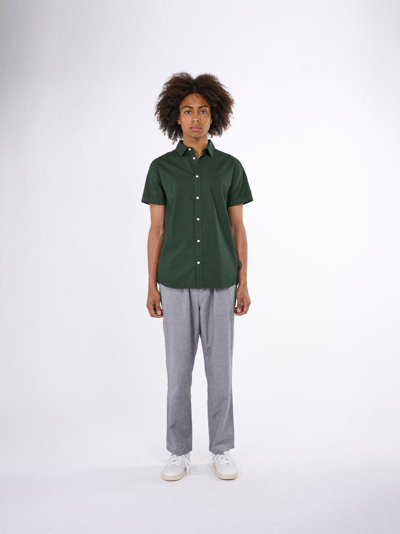 KnowledgeCotton Apparel - MEN Costum fit cord look short sleeve shirt Shirts 1090 Forrest Night