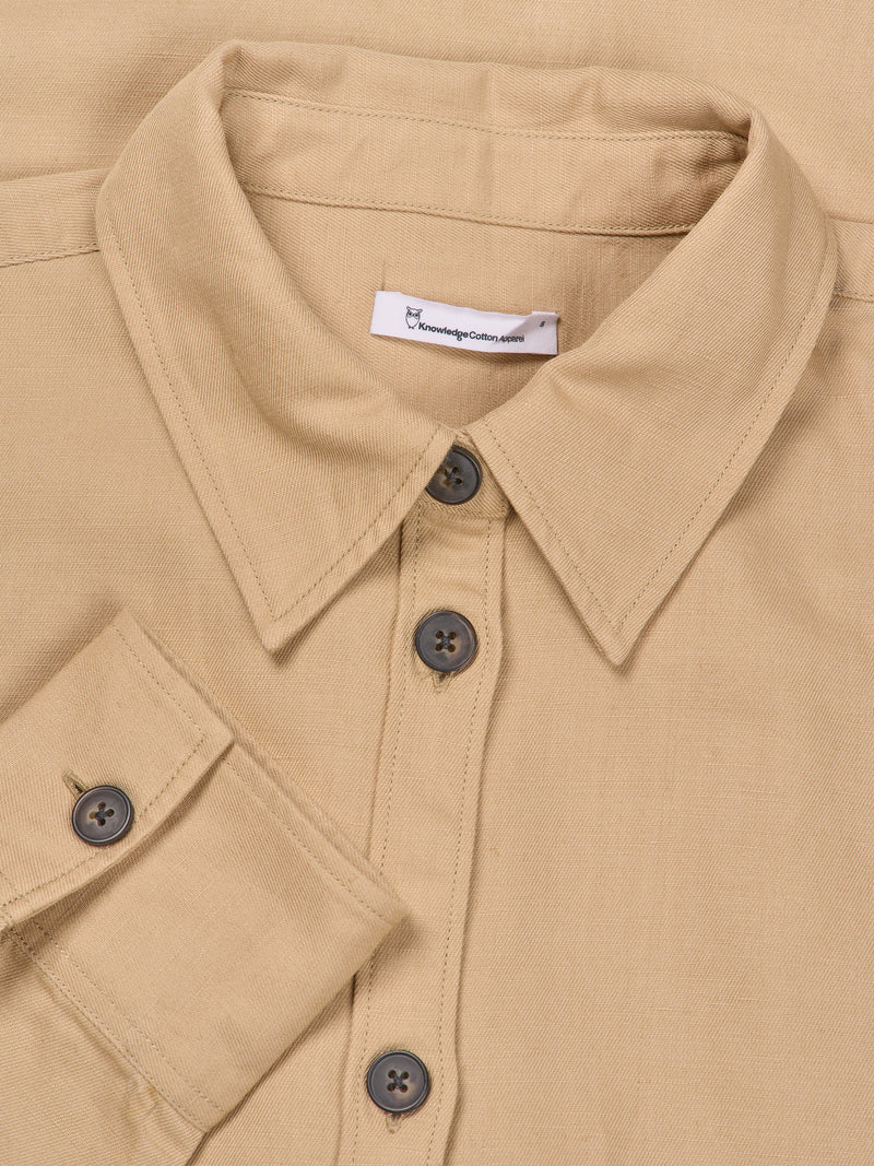 KnowledgeCotton Apparel - WMN Cotton-linen blend Loose shirt Shirts 1347 Safari