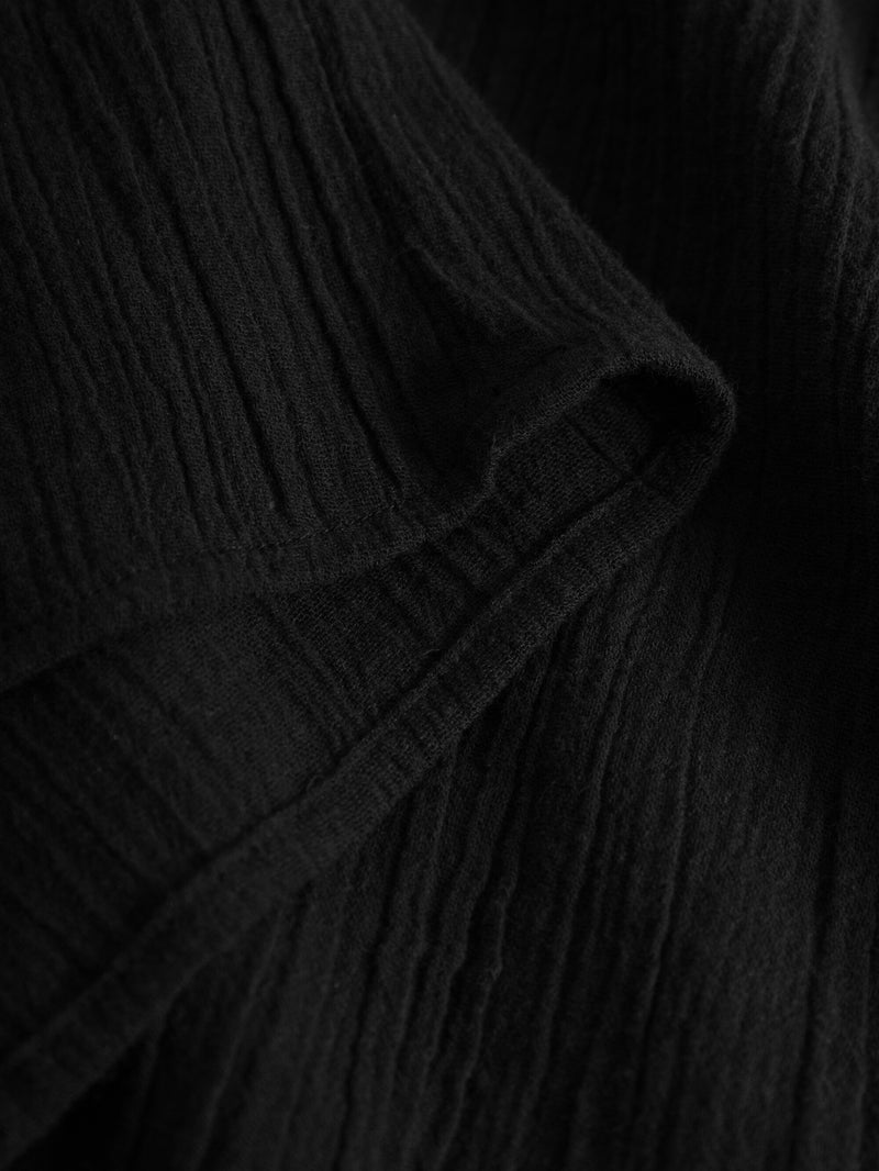KnowledgeCotton Apparel - WMN Cotton crepe a-shape volume sleeved shirt Shirts 1300 Black Jet