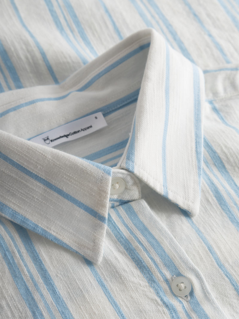 KnowledgeCotton Apparel - WMN Cotton short sleeved a-shape shirt Shirts 8005 Stripe