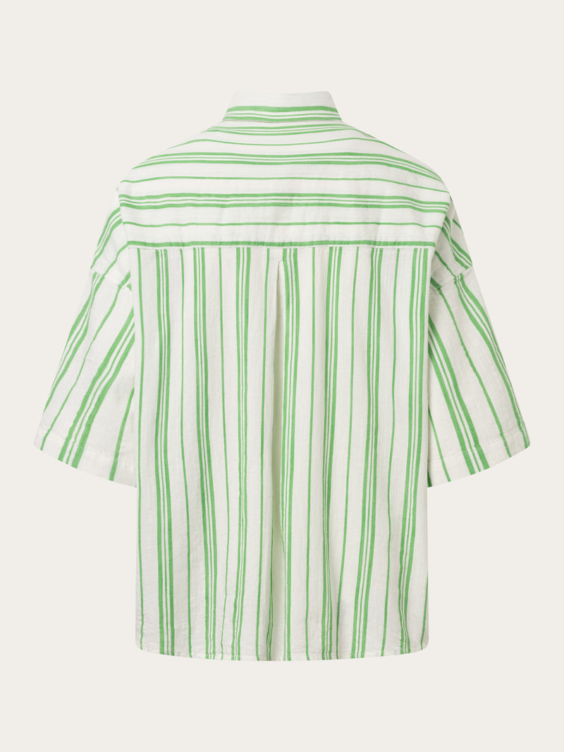 KnowledgeCotton Apparel - WMN Cotton short sleeved a-shape shirt Shirts 8007 Stripe