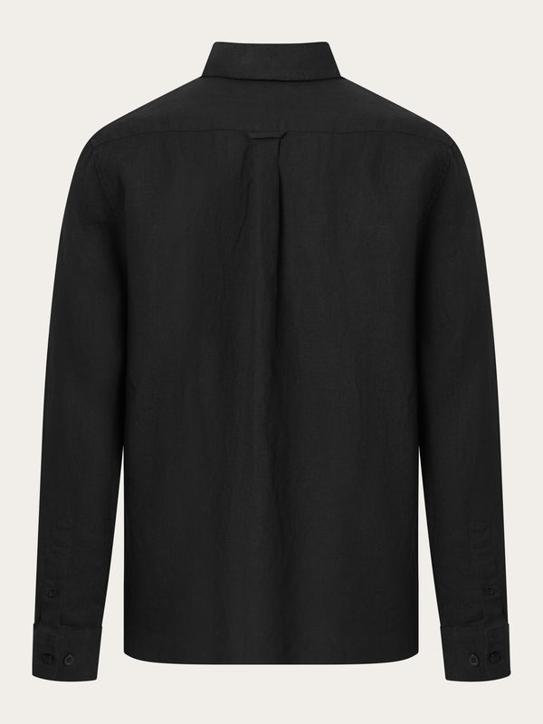 KnowledgeCotton Apparel - MEN Custom fit linen shirt Shirts 1300 Black Jet