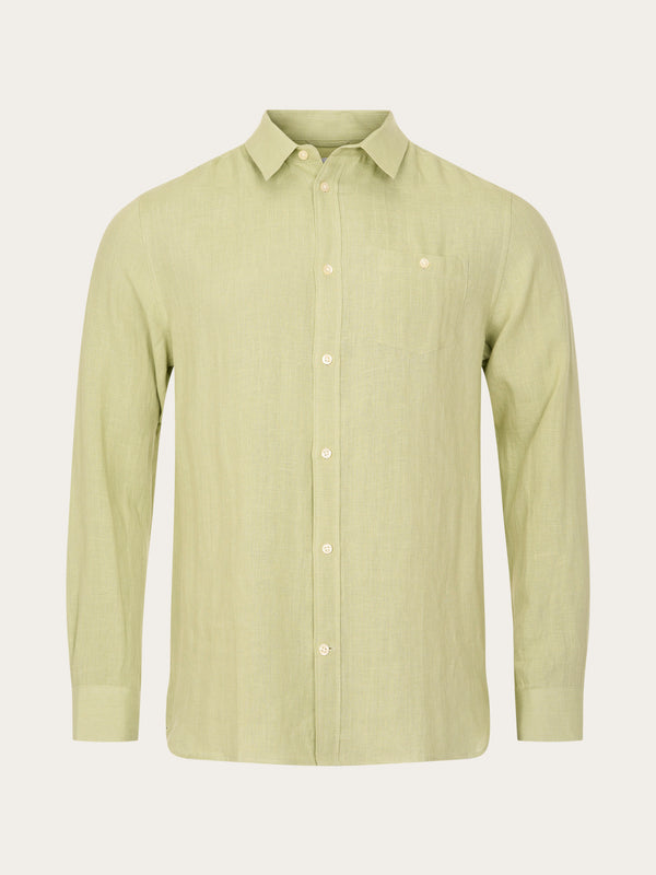 KnowledgeCotton Apparel - MEN Custom fit linen shirt Shirts 1380 Swamp