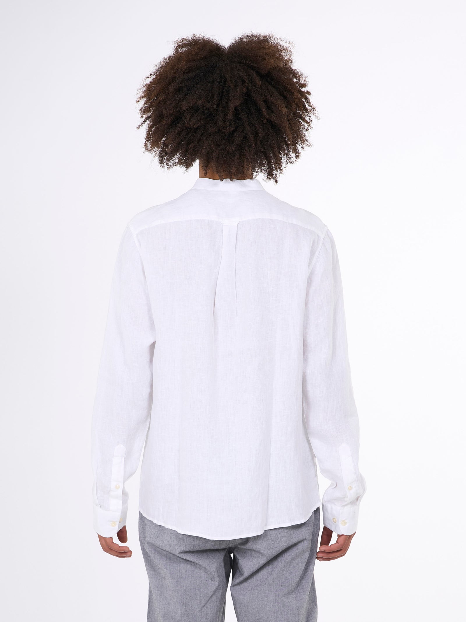 Buy Custom fit linen stand collar shirt - Bright White Buy Custom fit linen stand collar shirt - Bright White