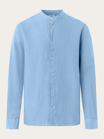 Custom fit linen stand collar shirt - Total Eclipse