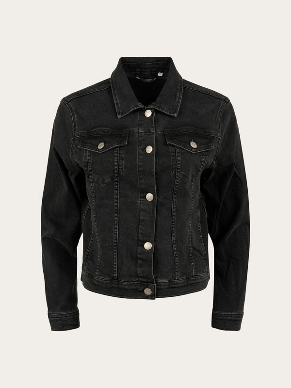 KnowledgeCotton Apparel - WMN HANA Rinse Black denim jacket Overshirts 3049 Rinse black