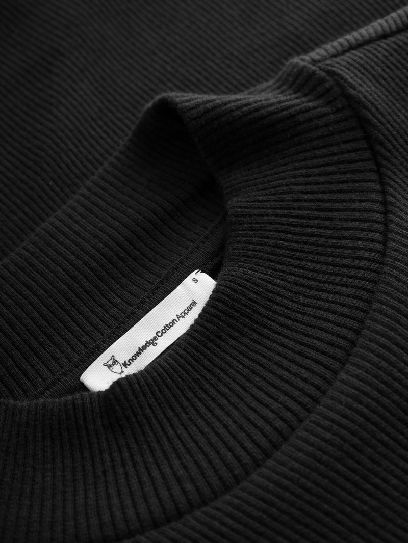 KnowledgeCotton Apparel - WMN High neck rib top T-shirts 1300 Black Jet