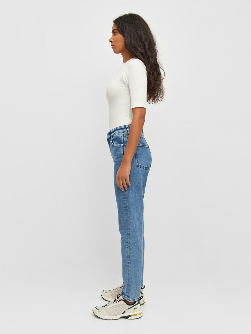 Buy IRIS mom mid-rise light blue 5-pocket cropped jeans - Light - KnowledgeCotton Apparel®