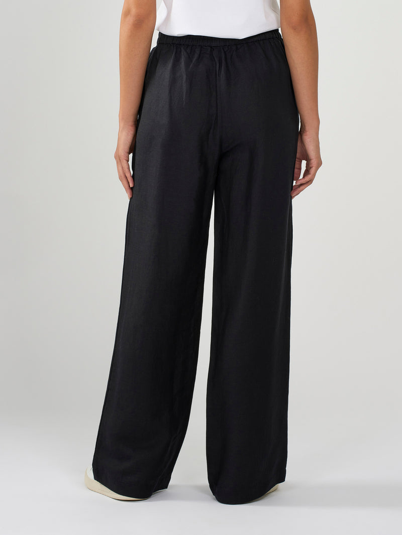 Buy Linen Mix Elastic Waist Pants - Black Jet - from KnowledgeCotton  Apparel®