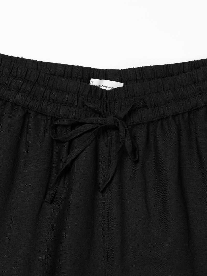 KnowledgeCotton Apparel - WMN Linen Mix Elastic Waist Pants Pants 1300 Black Jet