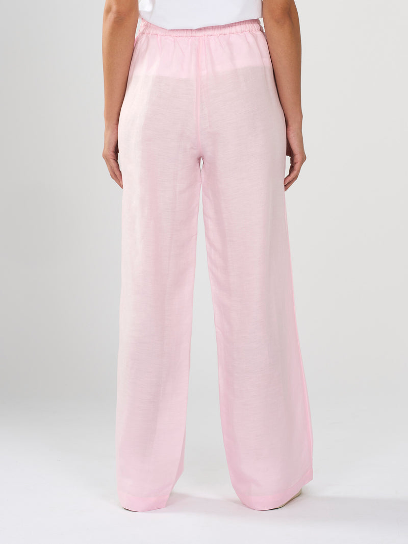 KnowledgeCotton Apparel - WMN Linen Mix Elastic Waist Pants Pants 1378 Parfait Pink