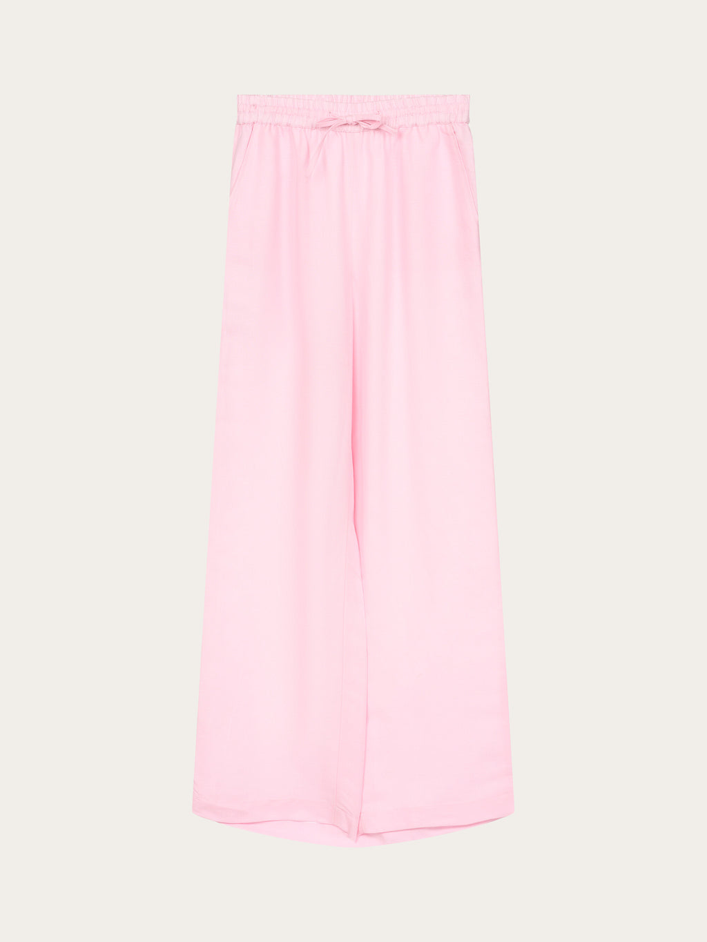 Linen Mix Elastic Waist Pants - Parfait Pink