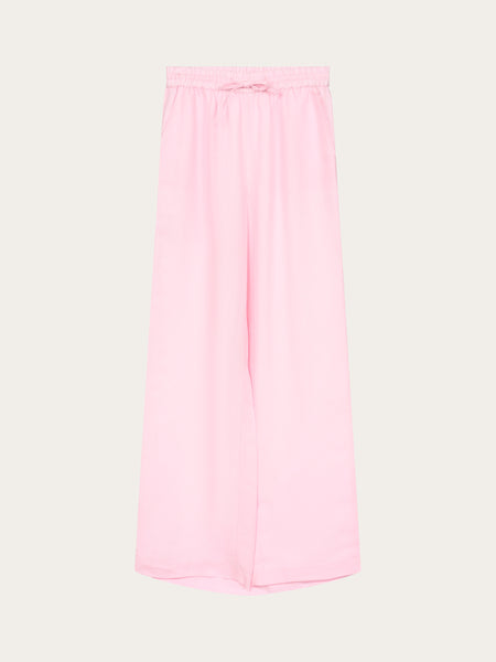 Linen Mix Elastic Waist Pants - Parfait Pink