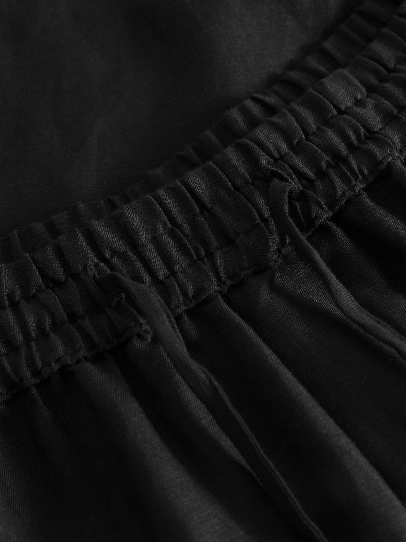 KnowledgeCotton Apparel - WMN Linen mix elastic waist shorts Shorts 1300 Black Jet