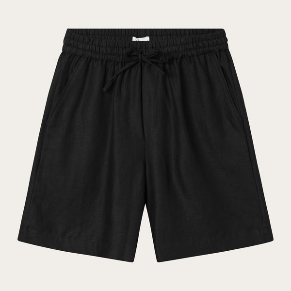 Buy Linen mix elastic waist shorts - Black Jet - from