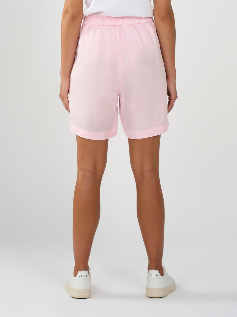 KnowledgeCotton Apparel - WMN Linen mix elastic waist shorts Shorts 1378 Parfait Pink