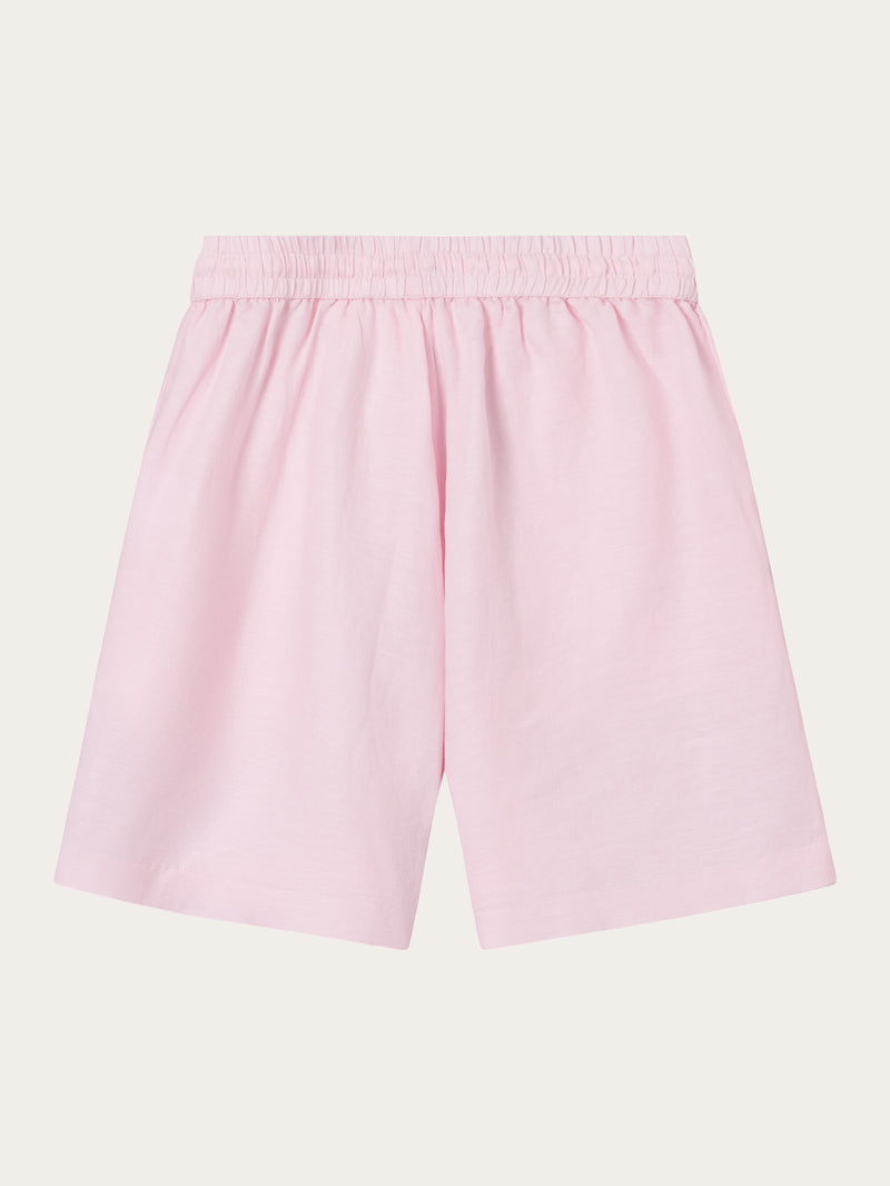 KnowledgeCotton Apparel - WMN Linen mix elastic waist shorts Shorts 1378 Parfait Pink
