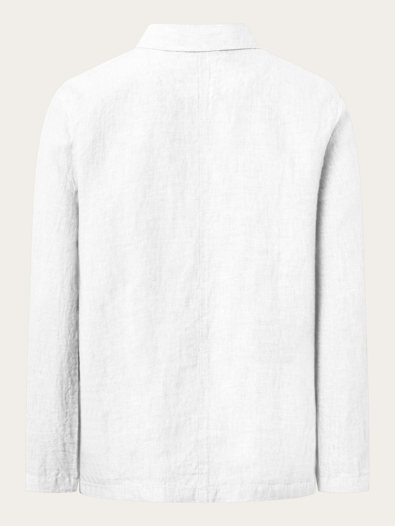 KnowledgeCotton Apparel - MEN Linen overshirt Overshirts 1010 Bright White