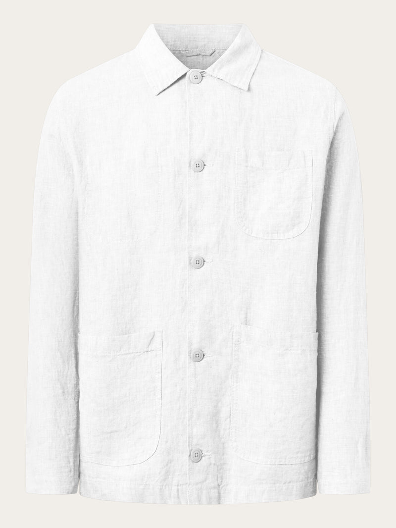 KnowledgeCotton Apparel - MEN Linen overshirt Overshirts 1010 Bright White