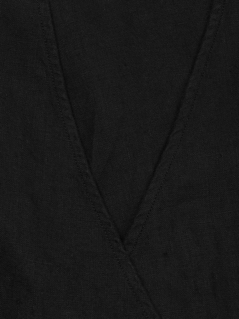 KnowledgeCotton Apparel - WMN Linen short sleeved wrap dress Dresses 1300 Black Jet