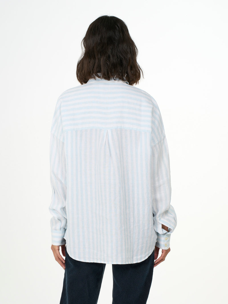 KnowledgeCotton Apparel - WMN Linen striped loose A-Shape Shirt Shirts 8005 Stripe