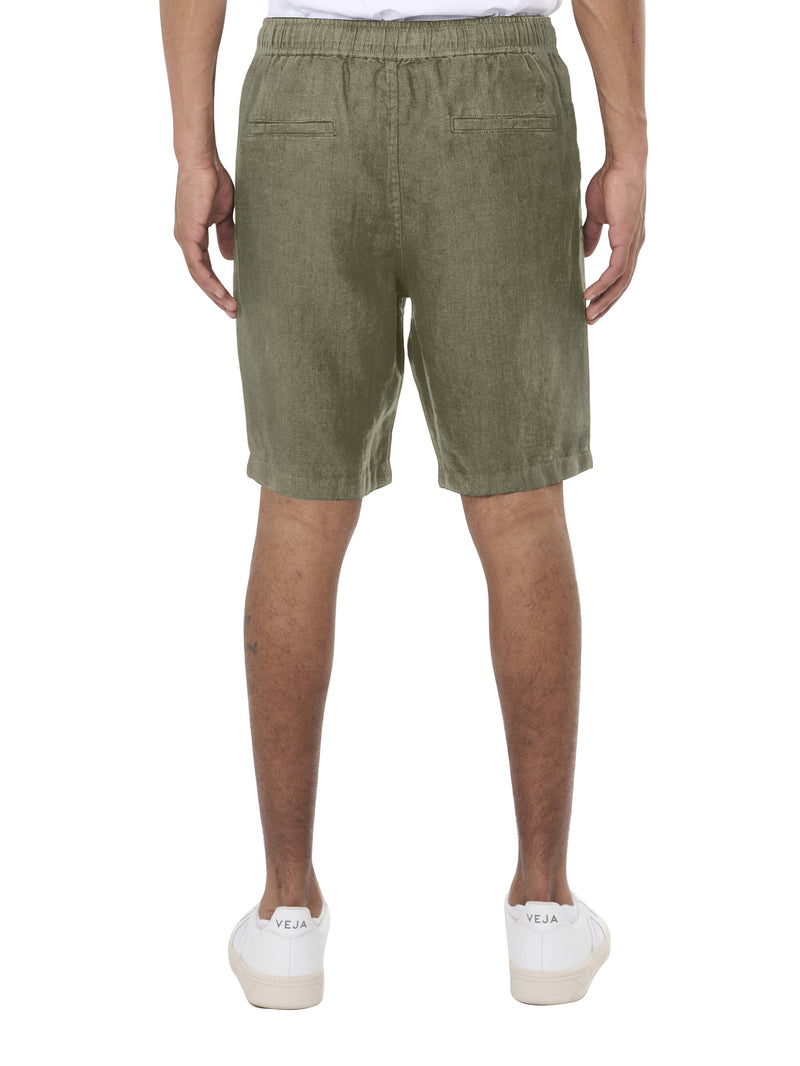KnowledgeCotton Apparel - MEN Loose Linen shorts Shorts 1068 Burned Olive