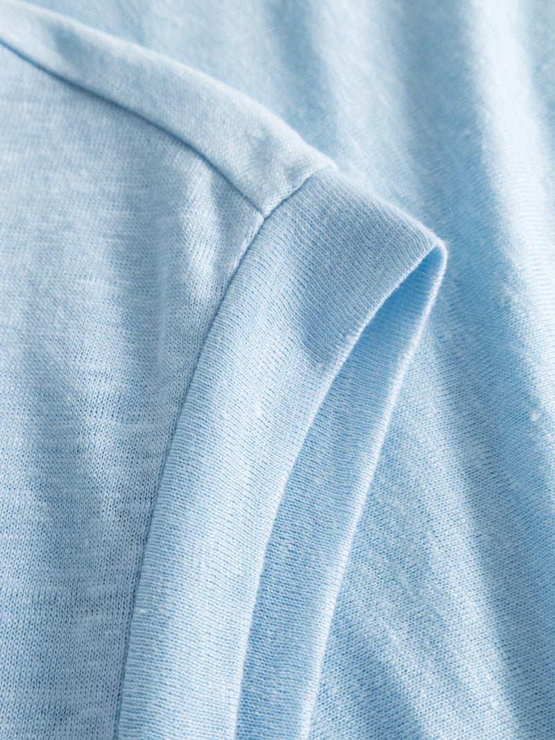 KnowledgeCotton Apparel - WMN Loose fold up linen t-shirt T-shirts 1377 Airy Blue