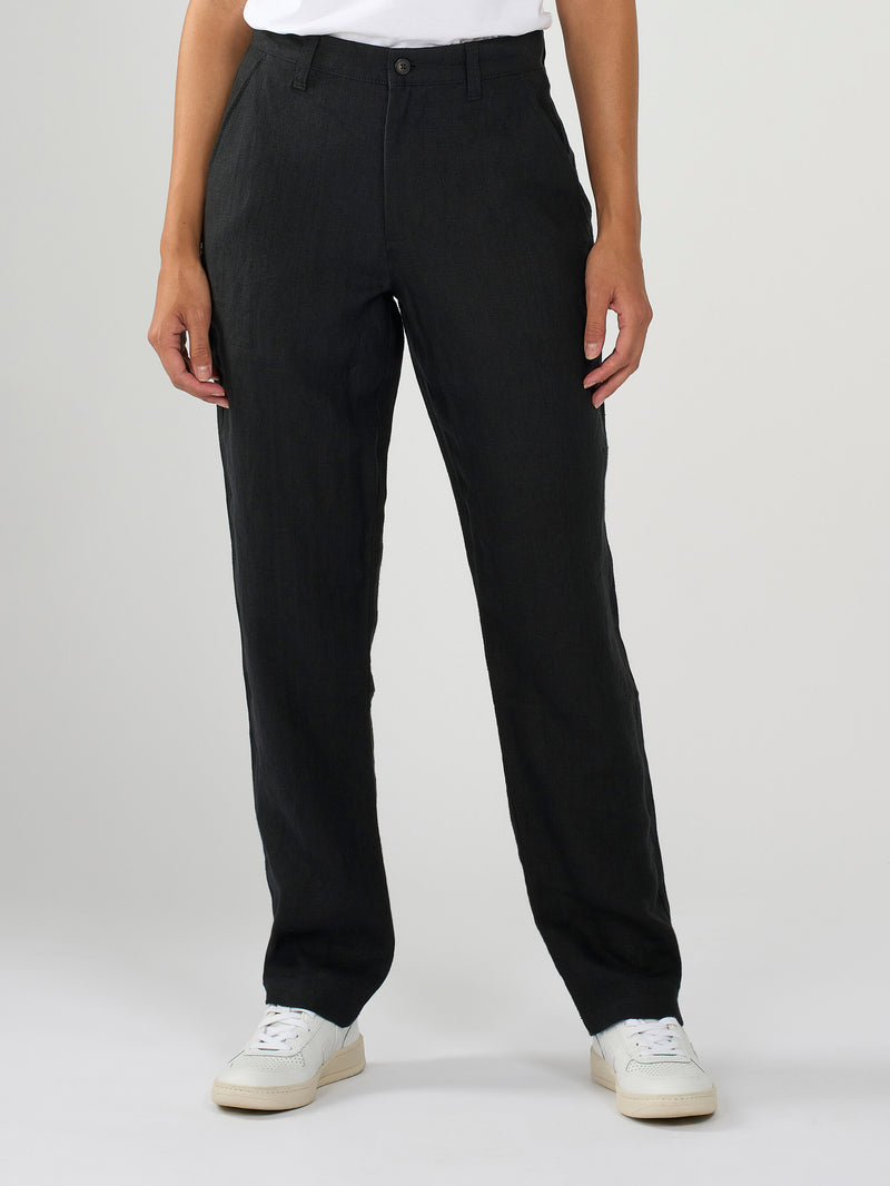 Buy Loose natural linen pants - Black Jet - from KnowledgeCotton