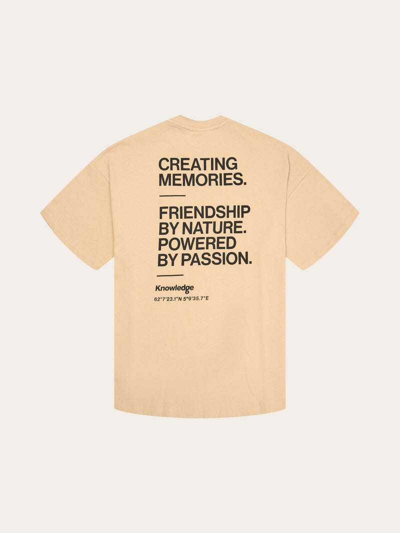 KnowledgeCotton Apparel - MEN Loose t-shirt Creating Memories chest and back print T-shirts 1347 Safari