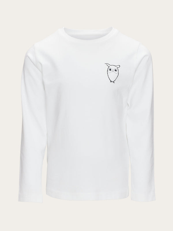 KnowledgeCotton Apparel - YOUNG Owl long sleeve t-shirt Long Sleeves 1010 Bright White