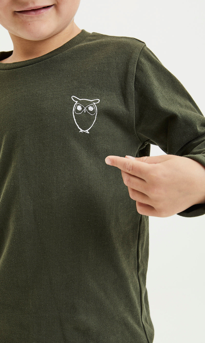 KnowledgeCotton Apparel - YOUNG Owl long sleeve t-shirt Long Sleeves 1090 Forrest Night