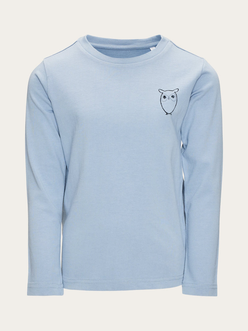 KnowledgeCotton Apparel - YOUNG Owl long sleeve t-shirt Long Sleeves 1322 Asley Blue