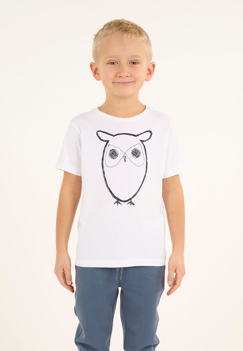 KnowledgeCotton Apparel - YOUNG Owl t-shirt T-shirts 1010 Bright White