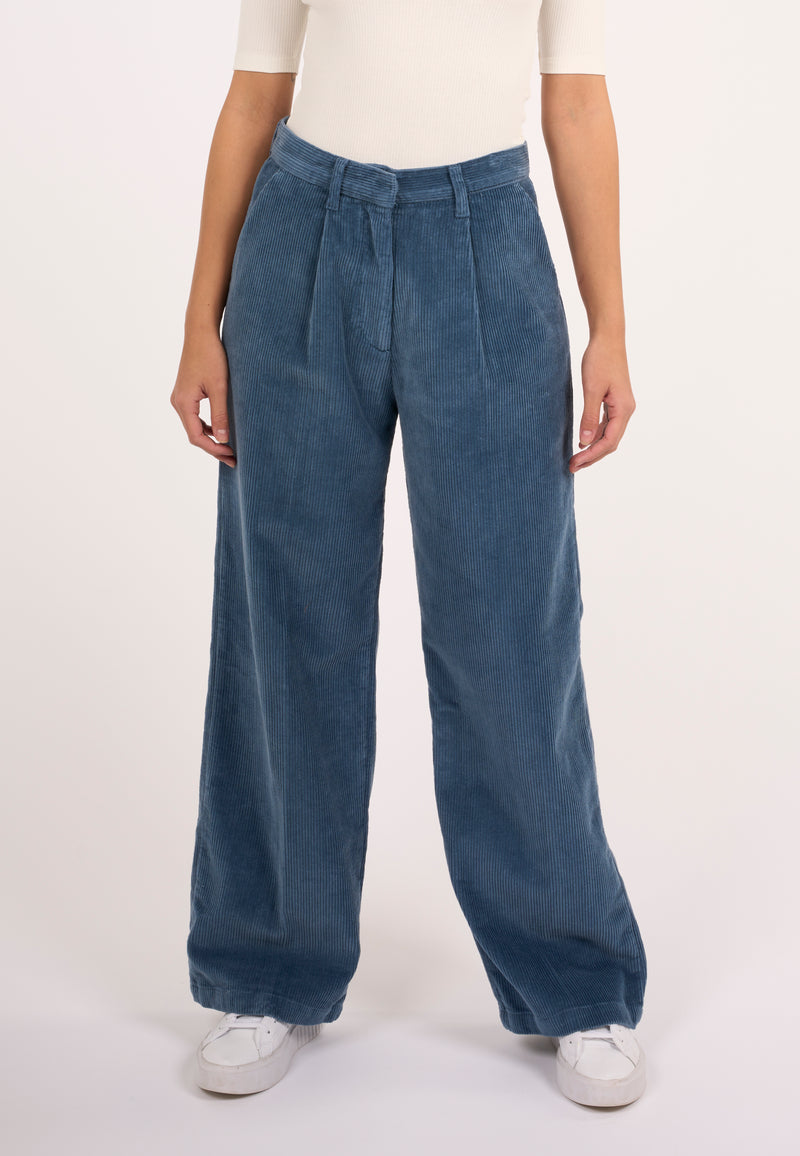 KnowledgeCotton Apparel - WMN POSEY loose corduroy pant Pants 1361 China Blue
