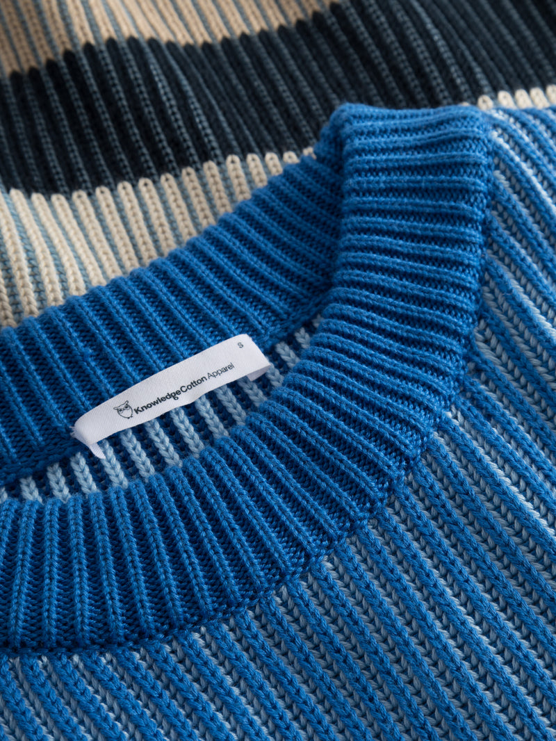KnowledgeCotton Apparel - WMN Patent crew neck cotton mix knit Knits 8889 Stripe