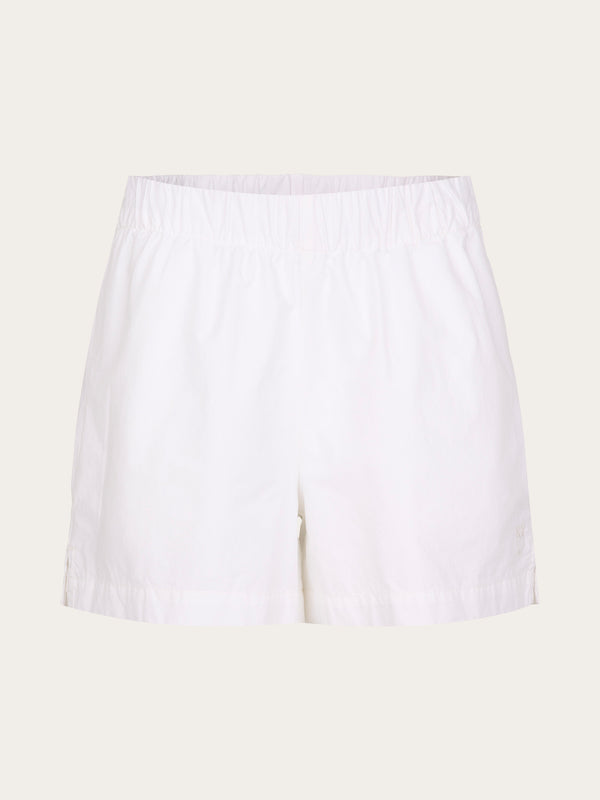 KnowledgeCotton Apparel - WMN Poplin elastic waist shorts Shorts 1010 Bright White