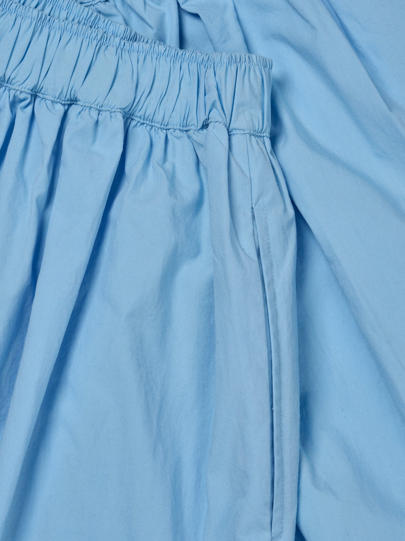 KnowledgeCotton Apparel - WMN Poplin elastic waist skirt Skirts 1377 Airy Blue